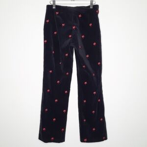 Lilly Pulitzer White Label Black Corduroy Palm Tee Pants 4
